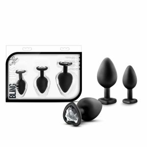 Beginner Kits | Bling s Training Kit Black With White Gems Anal Plug Anal Beginner Kits