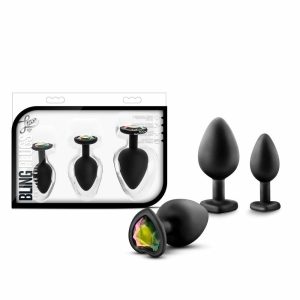 Beginner Kits | Bling’s Training Kit Black With Rainbow Gems Anal Plug Anal Beginner Kits