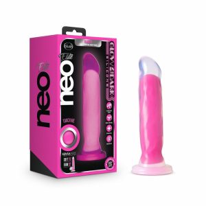 Bright & Colorful | Marquee Glow In The Dark Neon Pink: 8-Inch Long Dildo – Made with Purio™ Silicone & SensaFeel® Dual Density Realistic Technology Bright & Colorful Bright & Colorful