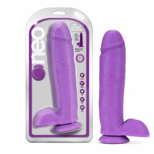 Bright & Colorful | Realistic Neon Purple 11-Inch Long Dildo With Balls & Suction Cup Base Bright & Colorful Bright & Colorful