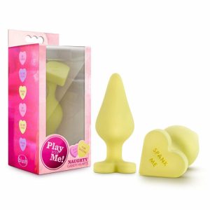 Butt Plugs | Naughty Candy Heart Spank Me Yellow 3.5-Inch Anal Plug Anal Butt Plugs