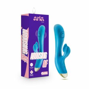 Couple’s Vibrators | Arousing AF: Clitoris Tickler + Dual Pulsations Blue Silicone Vibrator Couple's Vibrators Couple's Vibrators