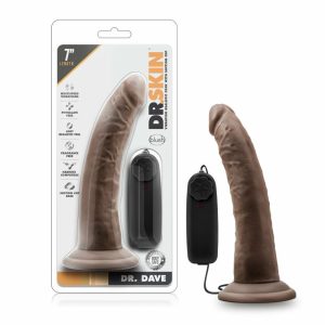 Couple’s Vibrators | Dr. Dave Realistic Chocolate 7.5-Inch Long Remote Control Vibrating Dildo With Suction Cup Base Couple's Vibrators Couple's Vibrators