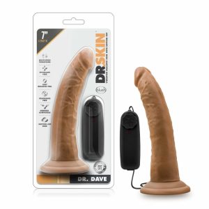 Couple’s Vibrators | Dr. Dave Realistic Mocha 7.5-Inch Long Remote Control Vibrating Dildo With Suction Cup Base Couple's Vibrators Couple's Vibrators