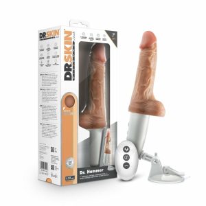 Couple’s Vibrators | Dr. Hammer 7 Inch Vibrating And Thrusting Dildo – Soft Liquid Silicone Realistic Penis With Warming Sensations – Beige Couple's Vibrators Couple's Vibrators