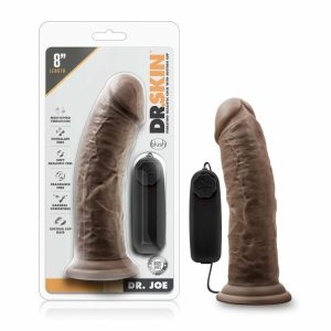 Couple’s Vibrators | Dr. Joe Realistic Chocolate 8-Inch Long Remote Control Vibrating Dildo With Suction Cup Base Couple's Vibrators Couple's Vibrators