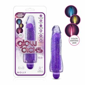 Couple’s Vibrators | Molly Glitter Realistic Purple 8-Inch Long Vibrating Dildo Couple's Vibrators Couple's Vibrators