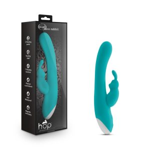 Couple’s Vibrators | Rave Rabbit Plus G-Spot + Clitorial Stimulating Aquamarine 8-Inch Ultrasilk Silicone Rechargeable Rabbit Vibrator Couple's Vibrators Couple's Vibrators