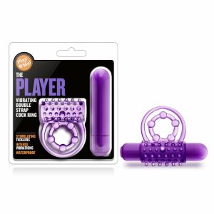 Couple’s Vibrators | The Player: Purple Vibrating Double Strap Penis Ring Couple's Vibrators Couple's Vibrators