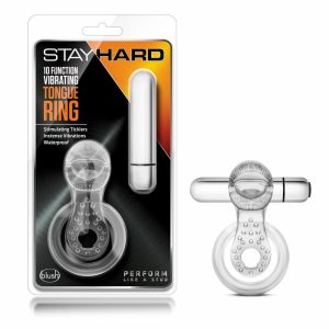 Couple’s Vibrators | Tongue Ring: 3-In-1 Clear 10-Function Vibrating Penis Ring Couple's Vibrators Couple's Vibrators