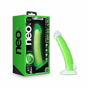 Glow In The Dark | Omnia Glow In The Dark Neon Green: 7-Inch Long Curved Dildo – Made with Purio™ Silicone & SensaFeel® Dual Density Realistic Technology Dildos Glow In The Dark