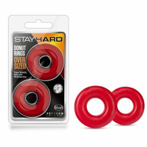 Penis Rings | Red Oversized Donut Penis Rings (2-Pack) For Penis Penis Rings