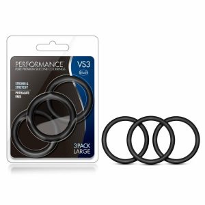 Penis Rings | VS3: Black Large Penis Rings (3-Pack) – Made with Puria™ Silicone For Penis Penis Rings