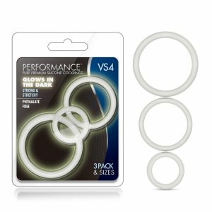 Penis Rings | VS4: Glow In The Dark White Penis Ring Set (3-Sizes) – Made with Puria™ Silicone For Penis Penis Rings