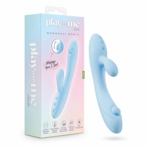 Rabbit Vibrators | Moondust Magic – 8 Inch G Spot Clitoral Rabbit Vibrator – 10 Dual Vibration Modes – Soft Silicone – Blue Rabbit Vibrators Rabbit Vibrators