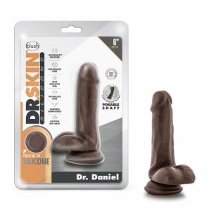 Silicone Dildos | Dr. Daniel Realistic Chocolate 6.5-Inch Long Dildo With Balls & Suction Cup Base Dildos Silicone Dildos