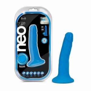 Silicone Dildos | Neon Blue: 5.5-Inch Long Dildo – Made with Purio™ Silicone & SensaFeel® Dual Density Realistic Technology Dildos Silicone Dildos