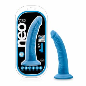 Silicone Dildos | Neon Blue: 7.5-Inch Long Dildo – Made with Purio™ Silicone & SensaFeel® Dual Density Realistic Technology Dildos Silicone Dildos