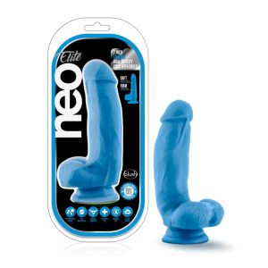 Silicone Dildos | Neon Blue: 7-Inch Long Dildo – Made with Purio™ Silicone & SensaFeel® Dual Density Realistic Technology Dildos Silicone Dildos