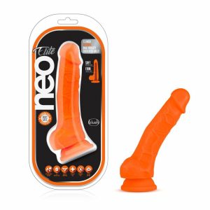 Silicone Dildos | Neon Orange: 7.5-Inch Long Dildo – Made with Purio™ Silicone & SensaFeel® Dual Density Realistic Technology Dildos Silicone Dildos