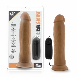 Couple’s Vibrators | Dr. Throb Realistic Mocha 9.5-Inch Long Remote Control Vibrating Dildo With Suction Cup Base Couple's Vibrators Couple's Vibrators